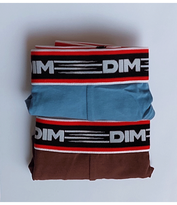 Dim DIM Heren Slipset Stadium Cotton Stretch – 2‑Pack – Zacht Katoen – Jeansblauw & Bruin – Art. 6419
