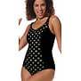 Amoena  Palermo hooggesloten full body  prothese badpak, zonder beugel, licht voorgevormd, zwart-print off-white