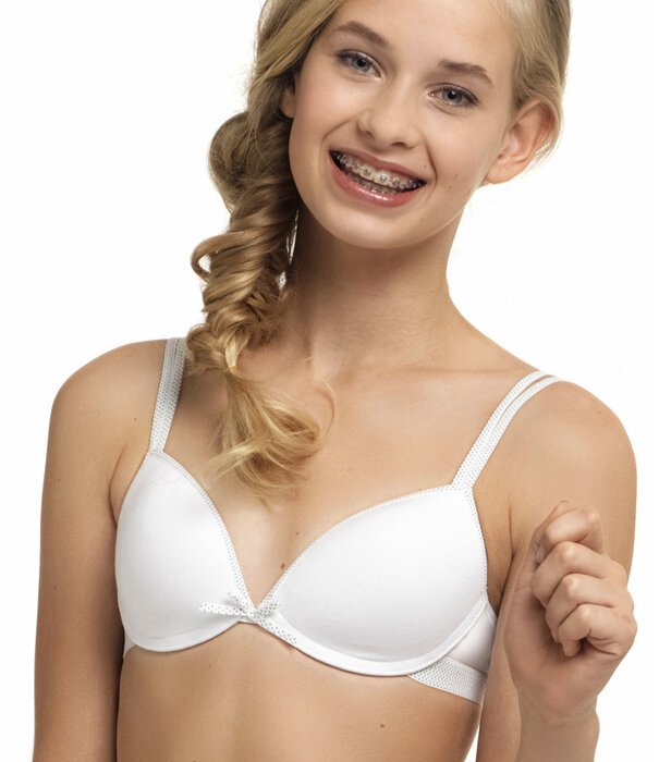 Boobs & Bloomers Boobs & Bloomers Audrey – katoenen tiener bh zonder beugel in wit