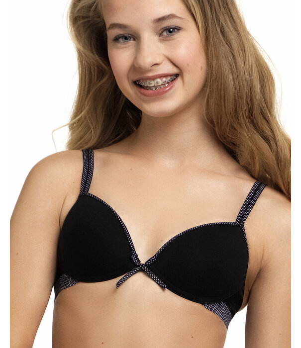 Boobs & Bloomers Boobs & Bloomers Audrey – katoenen tiener bh zonder beugel met licht voorgevormde cup in zwart