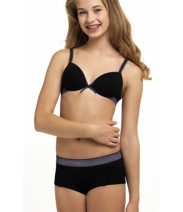 Boobs & Bloomers Boobs & Bloomers Audrey – katoenen tiener bh zonder beugel met licht voorgevormde cup in zwart