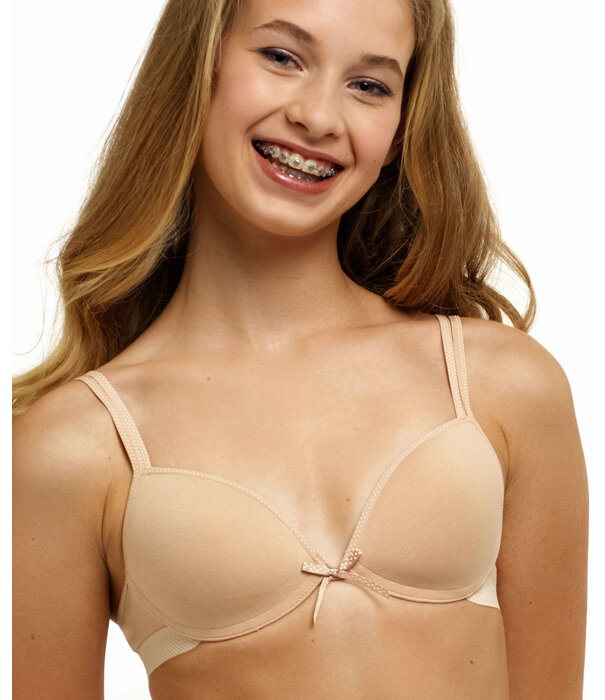 Boobs & Bloomers Boobs & Bloomers Audrey – katoenen tiener bh zonder beugel met licht voorgevormde cup in poudre