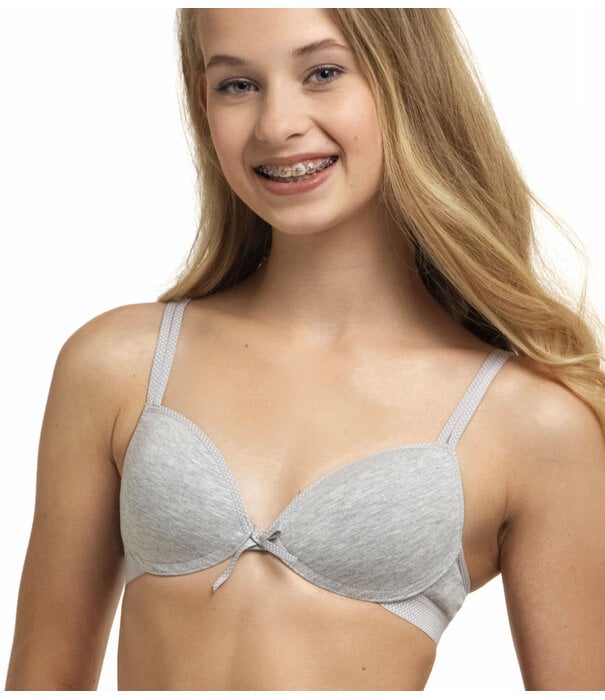 Boobs & Bloomers Boobs & Bloomers Audrey – katoenen tiener bh zonder beugel met licht voorgevormde cup in grijs