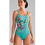 Amoena Honolulu prothese badpak zonder beugel – licht voorgevormde cup – turquoise groen met bloemenprint – maat C40 = cupmaat C80