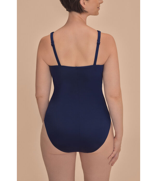 Amoena Amoena Casoria hooggesloten prothese badpak navy met elegante streepprint