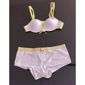 Boobs & Bloomers Audrey bh zonder beugel & licht voorgevormde cup kleur wit bies zacht geel