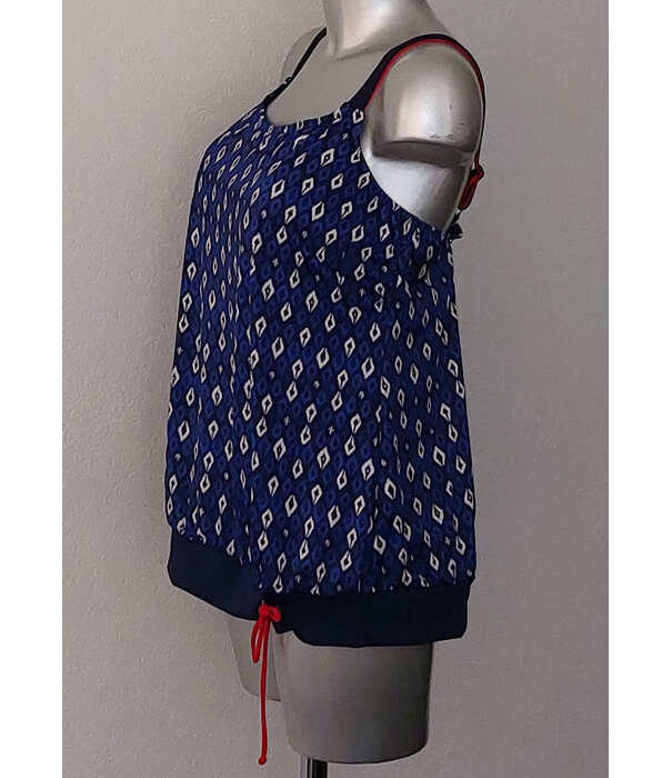 Amoena Amoena Morocco blouson prothese tankinitop zonder beugel – tijdloos fantasieprintje in marineblauw met beige en kobaltblauw