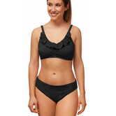 Amoena Romantic Downtown prothese bandeau bikinitop zonder beugel in zwart met witte  polkadots