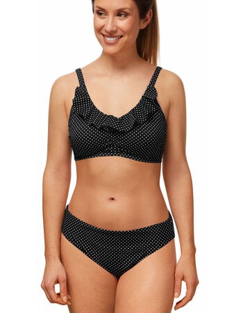 Amoena Romantic Downtown prothese bandeau bikinitop zwart met witte polkadots