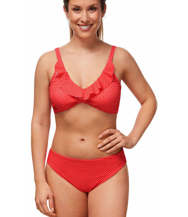 Amoena  Amoena Romantic Downtown prothese bandeau bikinitop zonder beugel – Hibiscus stip wit
