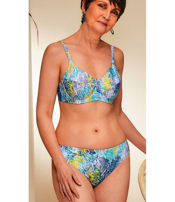 Amoena  Amoena California lichtgewicht & chloorbestendige prothese bikinitop met beugel – mooie kleurencombinatie met animalprint