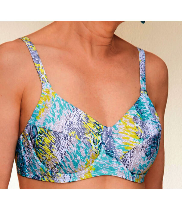 Amoena  Amoena California lichtgewicht & chloorbestendige prothese bikinitop met beugel – mooie kleurencombinatie met animalprint