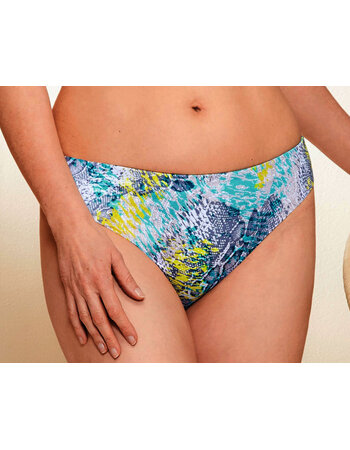 Amoena California lichtgewicht bikinislip – Grijs/Aquablauw/Wit/Citroengeel