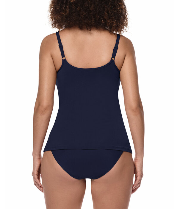 Amoena  Amoena Valletta prothese top in donkerblauw. Zachte TENCEL™ Modal top zonder beugel, met prothesehoesjes aan beide zijden