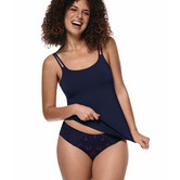 Amoena Valletta prothese top in donkerblauw. Zachte TENCEL™ Modal top zonder beugel, met prothesehoesjes aan beide zijden