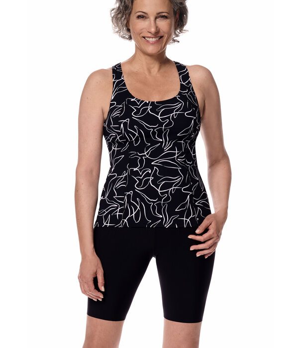 Amoena  Amoena Lagos nauwsluitende prothese tankinitop zonder beugel in zwart‑wit
