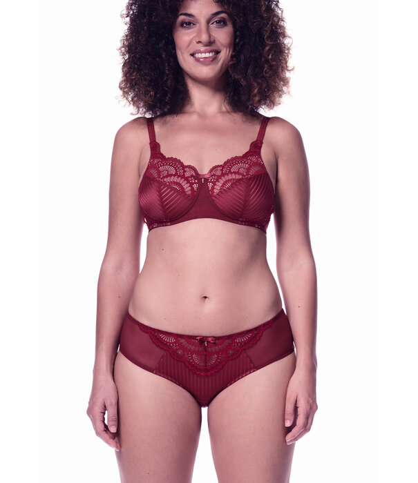 Amoena  Amoena Karolina Prothese BH zonder Beugel & Licht Voorgevormde Cup – Rood met Sandkleurige Inzet