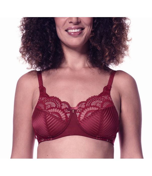 Amoena  Amoena Karolina Prothese BH zonder Beugel & Licht Voorgevormde Cup – Rood met Sandkleurige Inzet