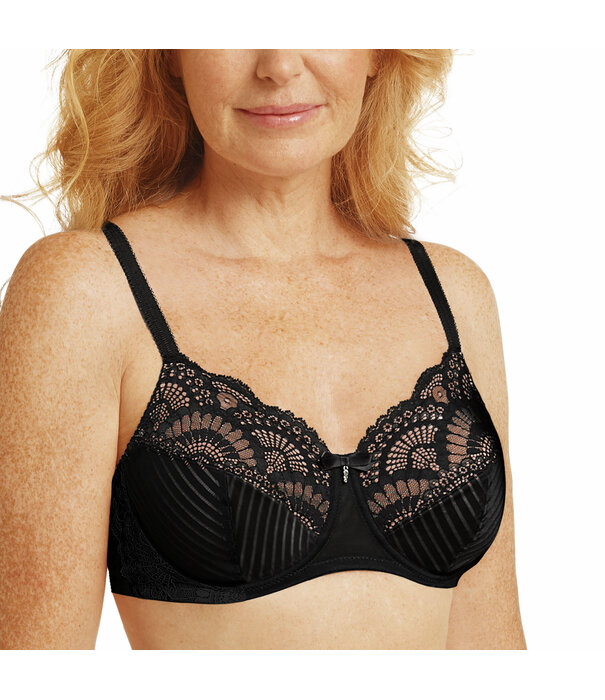 Amoena  Amoena Karolina Prothese BH zonder Beugel & Licht Voorgevormde Cup – Zwart met Sandkleurige Inzet