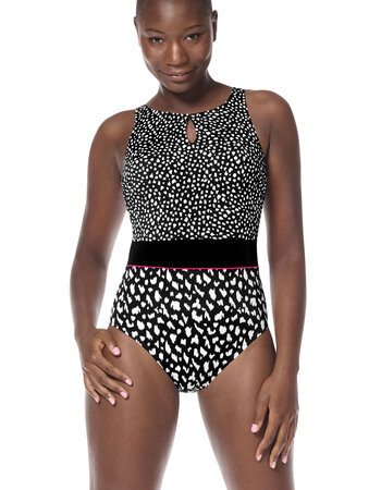 Amoena Manila – hooggesloten prothese‑badpak – zwart‑wit