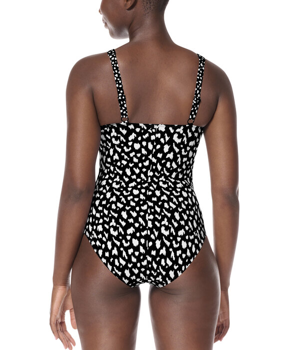 Amoena  Amoena Manila hooggesloten prothese‑badpak zonder beugel – zwart‑wit print