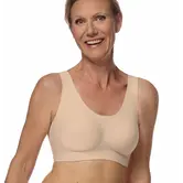 Amoena Linda naadloze prothese top zonder beugel – CuraLymph & 3D SensElast – Sand