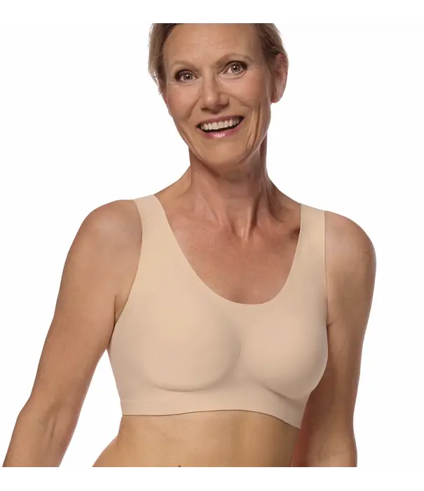 Amoena Linda naadloze prothese top zonder beugel – CuraLymph & 3D SensElast – Sand