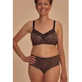 Elegante Amoena Brooke bh met zachte voorgevormde cup in kleur  zwart/bruin