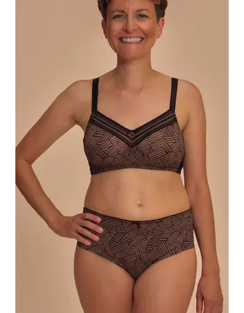 Amoena Brooke bh zonder beugel & voorgevormde cup – kleur zwart/bruin