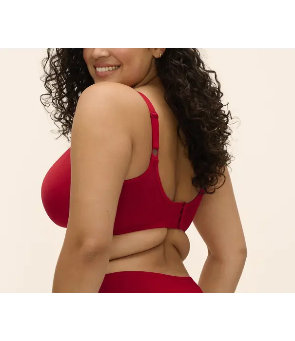 Elomi  Elomi Smooth gladde naadloze T‑shirt bh met beugel in rood – mooie rode tint die niet doorschijnt onder lichte kleding