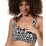 Amoena Salta bandeau prothese bikinitop zonder beugel met verstelbare halslijn in off‑white/zwart