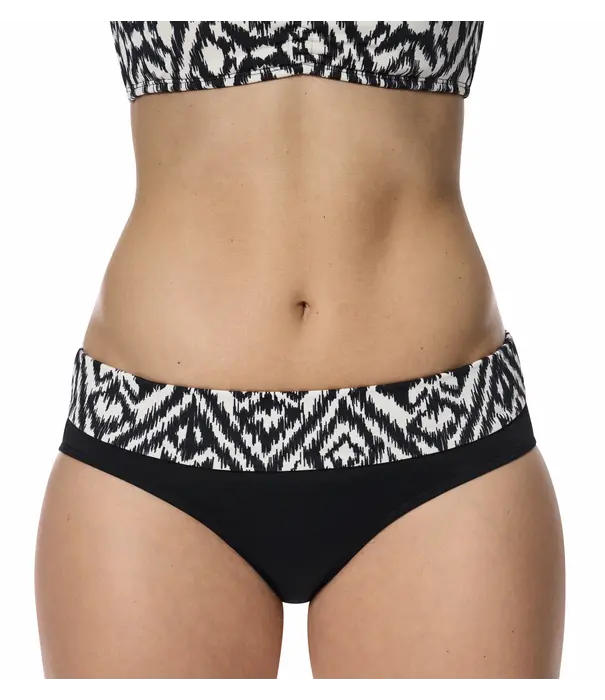 Amoena  Amoena Salta bikinislip met brede omslag – Zwart/Off‑white