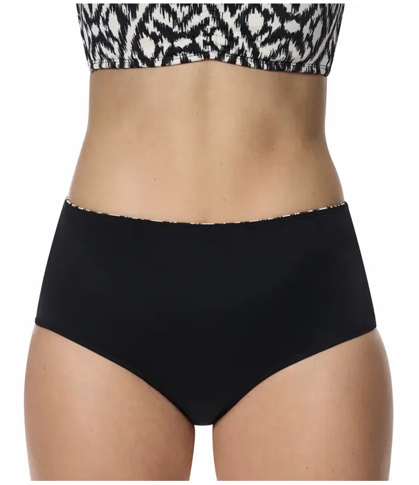 Amoena  Amoena Salta bikinislip met brede omslag – Zwart/Off‑white