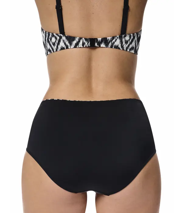 Amoena  Amoena Salta bikinislip met brede omslag – Zwart/Off‑white