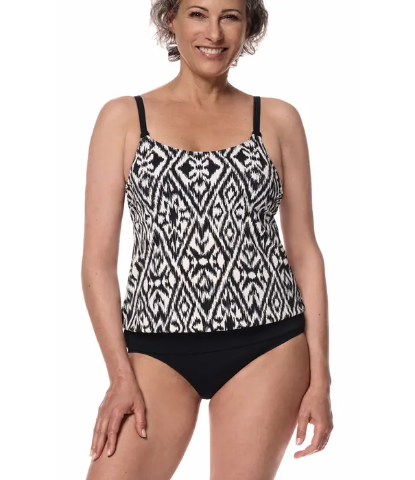 Amoena  Amoena Salta prothese tankinitop zonder beugel – Off‑white/Zwart | Bodyfashion Born