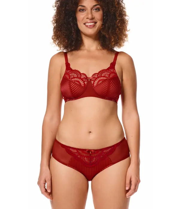 Amoena  Amoena Karolina Prothese BH zonder Beugel & Licht Voorgevormde Cup – Rood met Sandkleurige Inzet