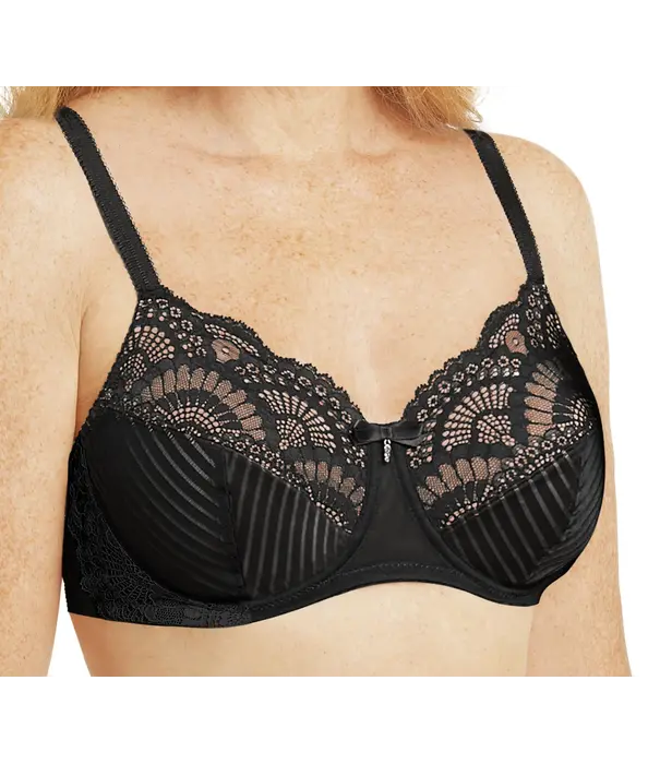 Amoena  Amoena Karolina Prothese BH zonder Beugel & Licht Voorgevormde Cup – Zwart met Sandkleurige Inzet