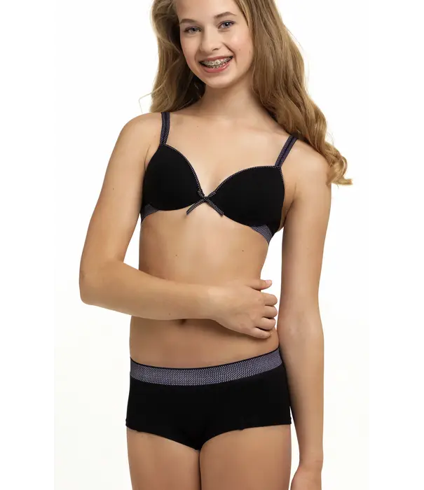 Boobs & Bloomers Boobs & Bloomers Audrey – katoenen tiener bh zonder beugel met licht voorgevormde cups – zwart