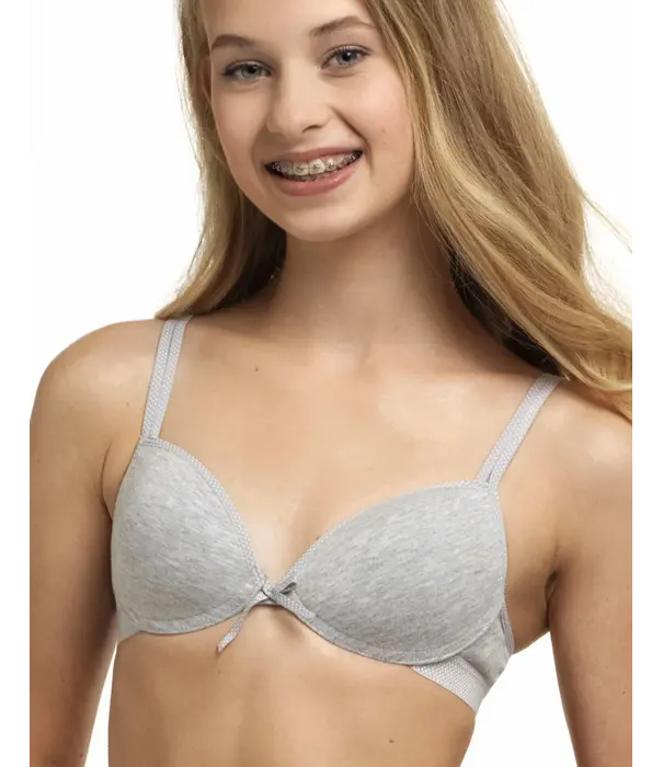 Boobs & Bloomers Boobs & Bloomers Audrey – katoenen tiener bh zonder beugel met licht voorgevormde cup in grijs