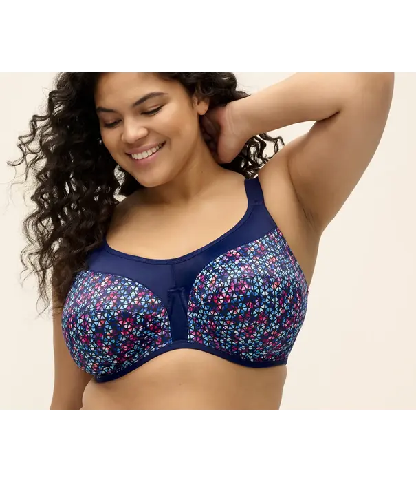 Elomi  Elomi Energise stevige sport bh met beugel – navy geo‑print