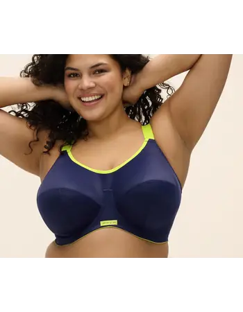 Elomi Energise sport‑bh met beugel – navy met limegroene bies – grote maten