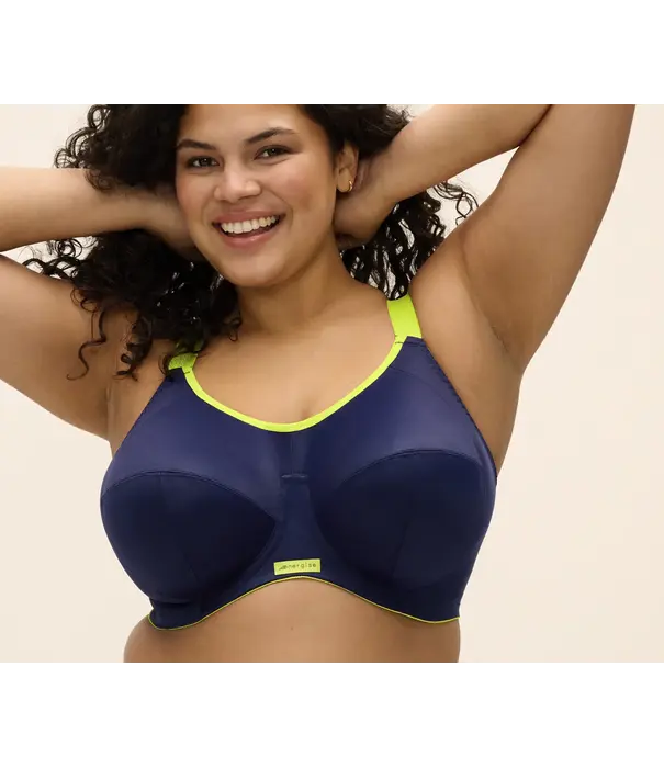 Elomi  Elomi Energise sport‑bh met beugel – stevige ondersteuning in navy met limegroene bies