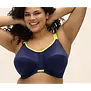 Elomi Energise sport‑bh met beugel – stevige ondersteuning in navy met limegroene bies
