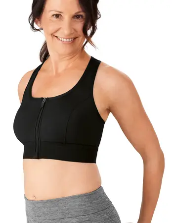 Amoena Gloria prothese sport‑BH zonder beugel met rits – zwart
