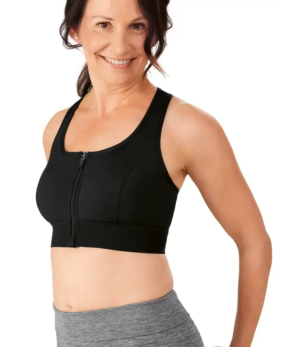 Amoena  Amoena Gloria prothese sport‑BH zonder beugel met rits – licht voorgevormde cups – zwart
