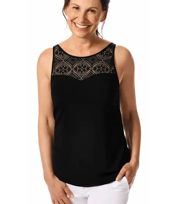 Amoena Amoena Summer prothese top zwart met luxe gehaakt borduursel