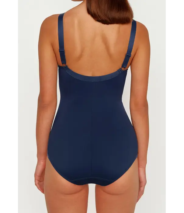 Susa Susa Latina microfaser body zonder beugel in Marine – elastische cup met borduursel
