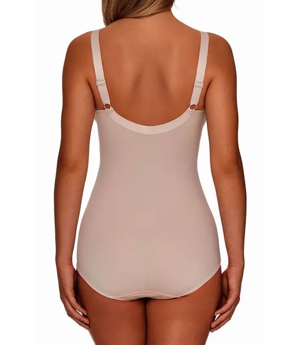 Susa Susa Latina microfaser body zonder beugel in Pure Beige – elastische cup met borduursel