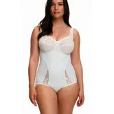 Susa Latina microfaser body zonder beugel in Ivoor – elastische cup met beige borduursel