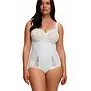 Susa Latina microfaser body zonder beugel in Ivoor – elastische cup met beige borduursel